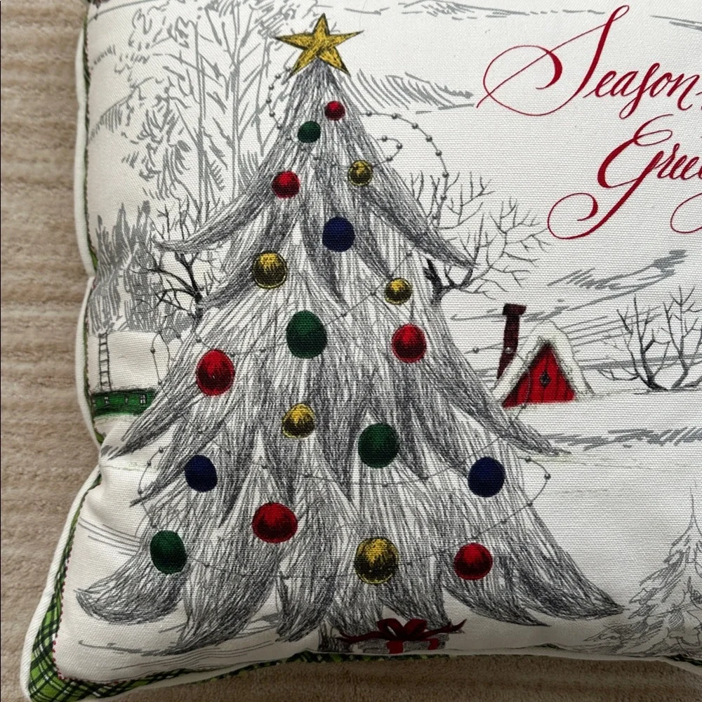Like New Michel Design Works Throw Pillow Season Greetings Holiday Insert Inclu